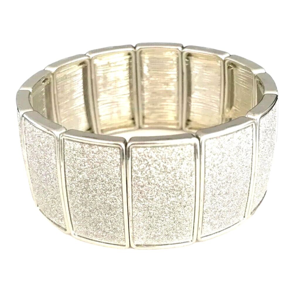 New Silver Tone Stretch Bracelet Sparkle Design - 12I